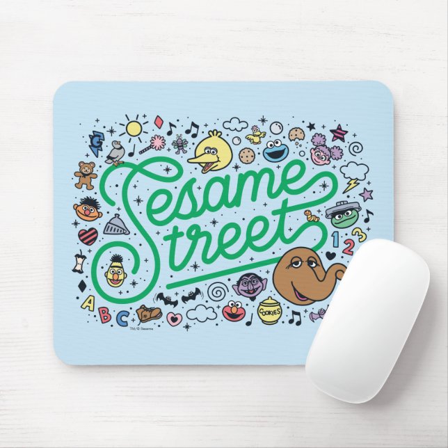 Mousepad Sésamo Sésamo | Sesame Street Green Doodle Script (Com mouse)