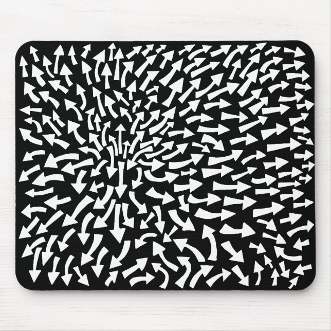 Mousepad Setas - Branco sobre Preto (Frente)