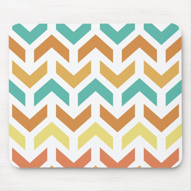 Mousepad Setas Retro Chevron Orange Teal Dourado (Frente)