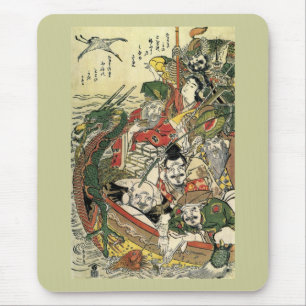 Mousepad Sete deuses da boa fortuna Hokusai de belas artes