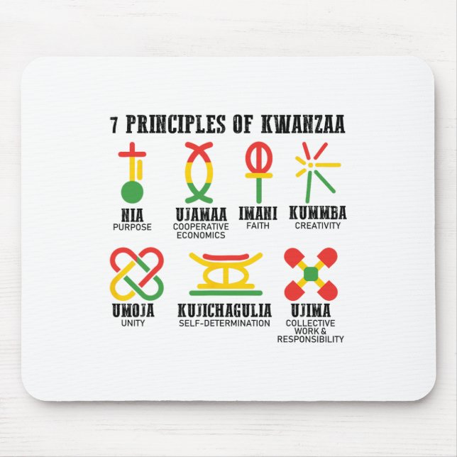 Mousepad Sete Princípios De Kwanzaa Orgulhosos Afro-America (Frente)