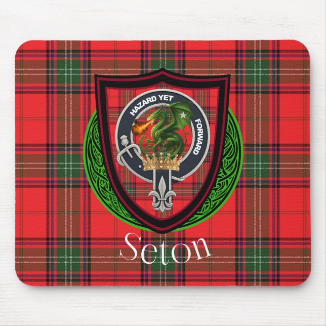 Mousepad Seton Scottish Clan Tartan and Crest  (Frente)