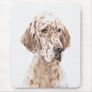 Mousepad Setter Inglês Laranja Belton Pintando Arte Cão