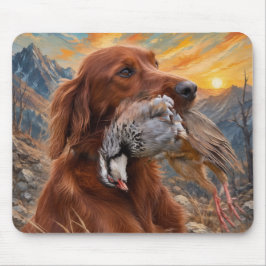Mousepad Setter Irlandês com Perdiz Chucar ,Arte