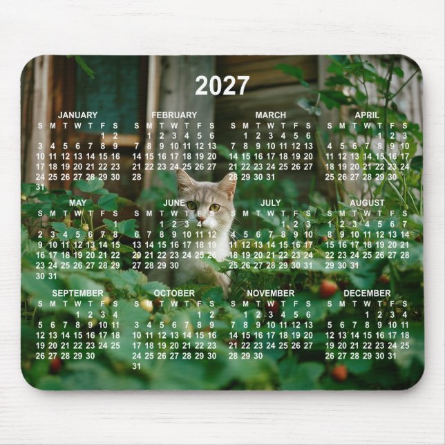 Mousepad Seu Calendário 2027 com Números Brancos na Foto (Frente)