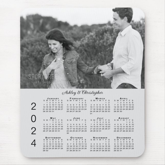 Mousepad Seu Calendário de Nomes de Fotografias Personaliza (Frente)