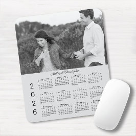 Mousepad Seu Calendário Personalizado Cinza 2026 com Nomes 
