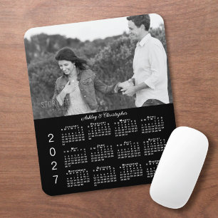 Mousepad Seu Calendário Personalizado Preto 2027 com Nomes