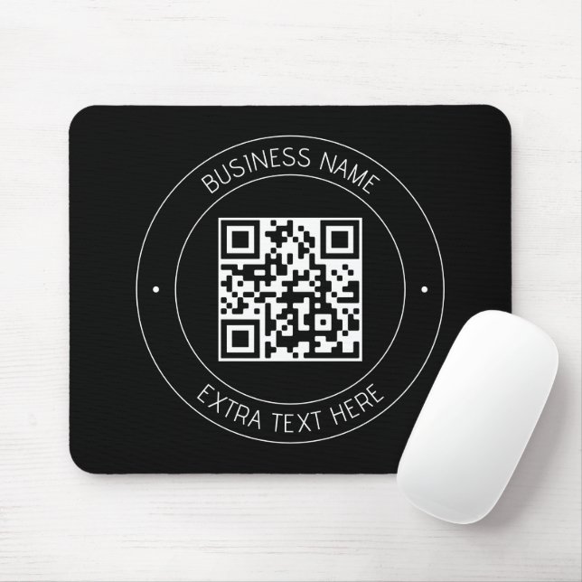 Mousepad Seu código QR e texto editável | Preto e branco (Com mouse)