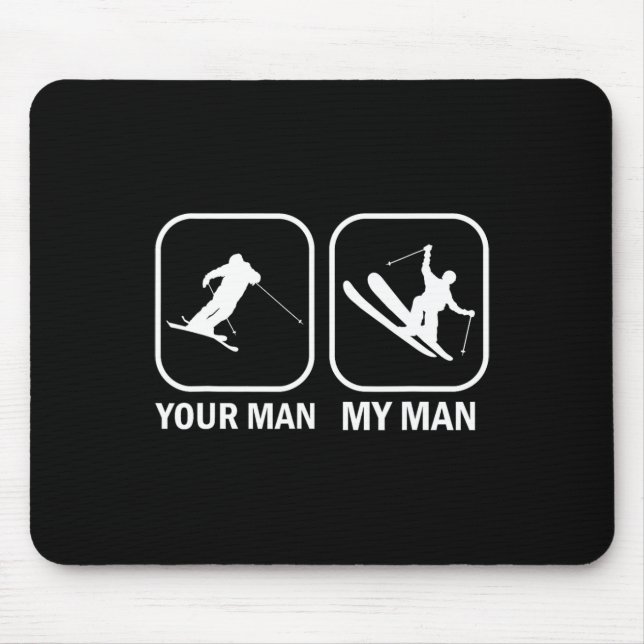 Mousepad Seu Homem Meu Homem Engraçado Biathlete Esquiando  (Frente)