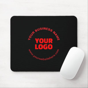 Mousepad Seu logotipo e texto circular editável, vermelho o