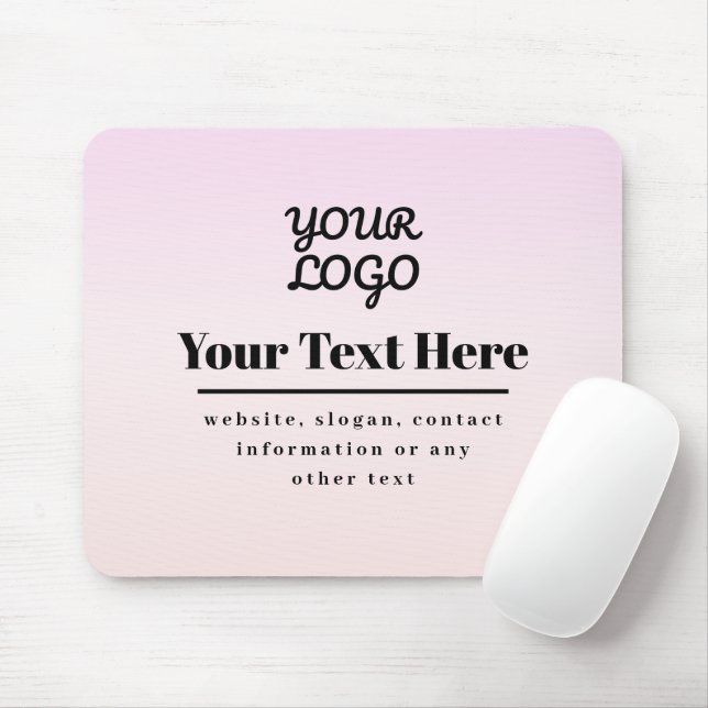 Mousepad Seu logotipo e texto | Pink & Peach Ombre (Com mouse)