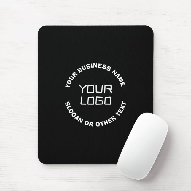 Mousepad Seu logotipo ou imagem e texto editável | Preto &  (Com mouse)