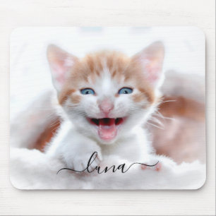 Mousepad Seu nome de foto do Pet Cat com supressões