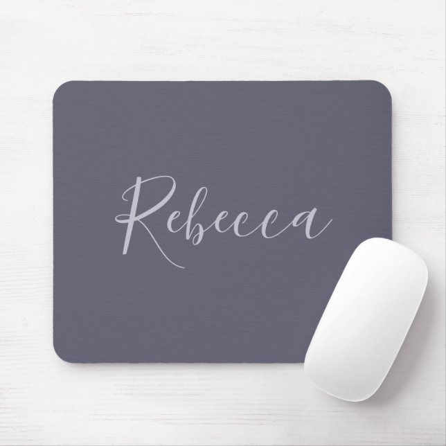 Mousepad Seu Nome | Script Lavanda Elegante em Roxo Turvo (Com mouse)