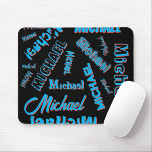 Mousepad Seu padrão de nome monograma azul vermelho cor pre