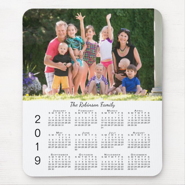 Mousepad Seus foto e nome personalizaram o calendário 2019 (Frente)