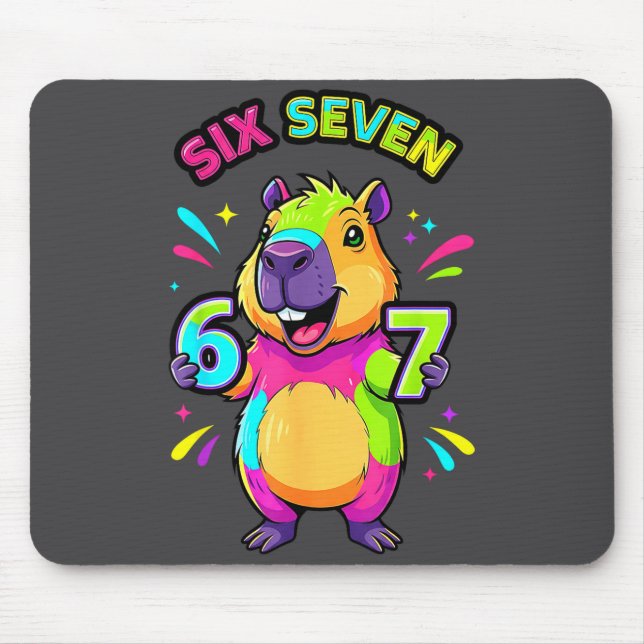 Mousepad Seven Capybara Cartoon 67 Six Tee (Frente)