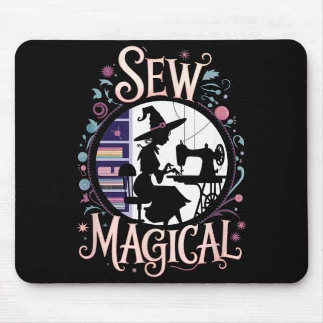 Mousepad Sew Magical Funny Halloween Sewing  (Frente)