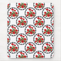 Shabby Chic Vermelho, Preto e Branco Papoulas Flor