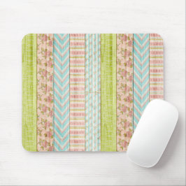 Mousepad Shabby Rosa Pastel Patterno sobre Algodão de Madei