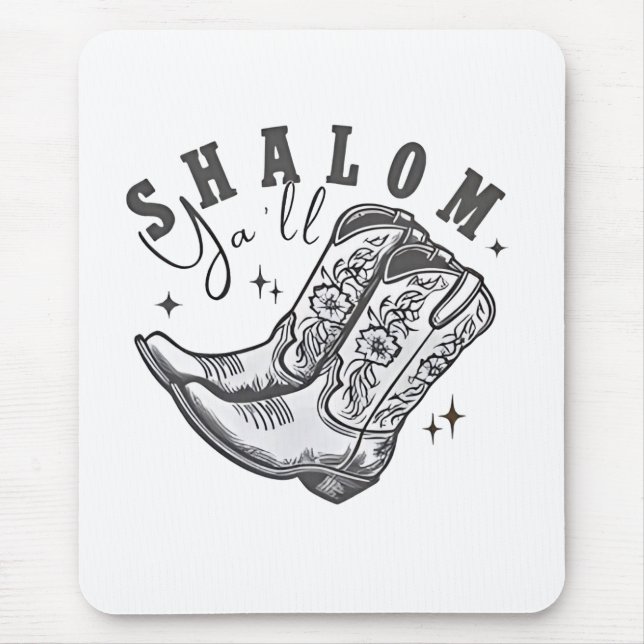 Mousepad Shalom Y'all Cowboy judeu Hanukkah West (Frente)