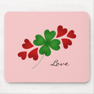 Mousepad Shamrock e corações a rosa