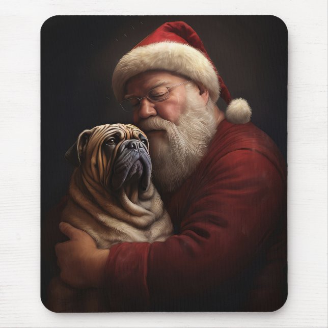 Mousepad Shar Pei Com Papai Noel Natal Festivo (Frente)