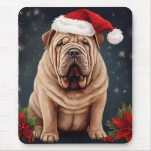 Mousepad Shar Pei Dog no Natal da Neve