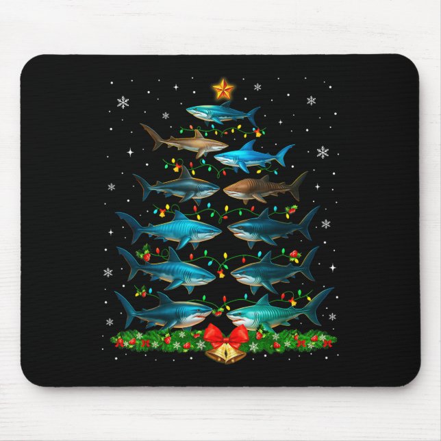 Mousepad Shark Christmas Tree Ornament Funny Shark Lovers X (Frente)