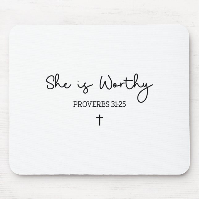 Mousepad She Is Worthy Proverbs 31_25 Christian Boho Bible  (Frente)