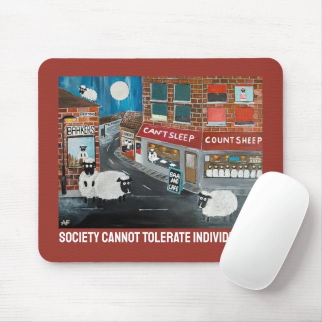 Mousepad Sheep Town Painting by Alfred Fox (Com mouse)