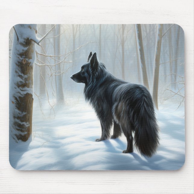 Mousepad Sheepdog belga deixa nevar o Natal (Frente)