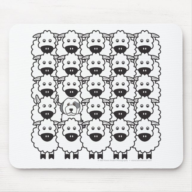 Mousepad Sheepdog inglês velho nos carneiros (Frente)