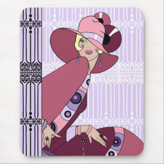 Mousepad Shelby, senhora do 1920 na lavanda e no vinho