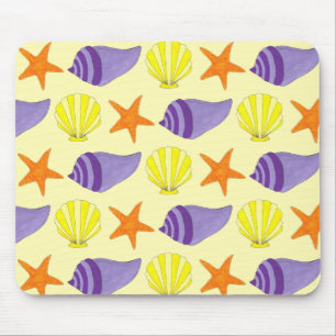 Mousepad Shell Sea Conch Starfish, do mar amarelo