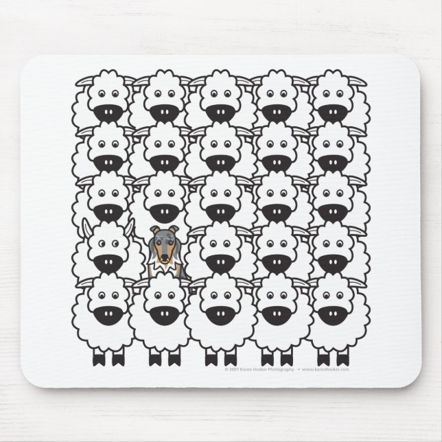 Mousepad Sheltie nos carneiros (Frente)