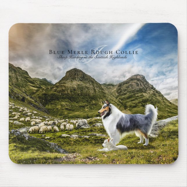 Mousepad Shepaherhering Blue Merle Rough Collie, Personaliz (Frente)