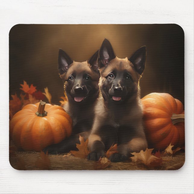 Mousepad Shepherd Belga Puppy Autumn Delight Pumpkin (Frente)