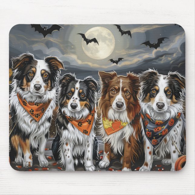 Mousepad Shepherd Halloween Spooky australiano (Frente)