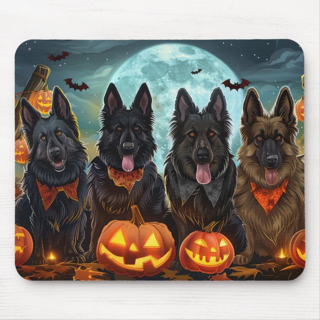 Mousepad Shepherd Halloween Spooky belga (Frente)