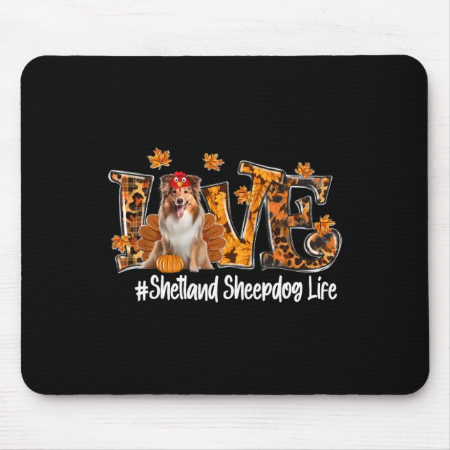 Mousepad Shetland Sheepdog Dog Turkey Engraçado Ação de Gra (Frente)
