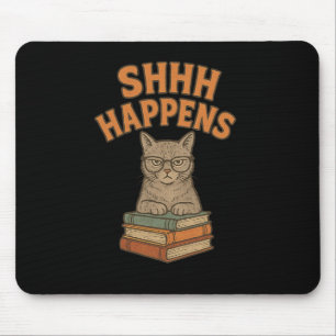 Mousepad Shhh Acontece Biblioteca de Livros de Gatos Biblio