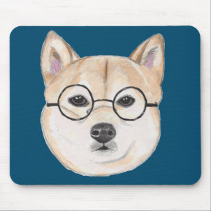 Mousepad Shiba Inu com círculo desproporcionado vidros