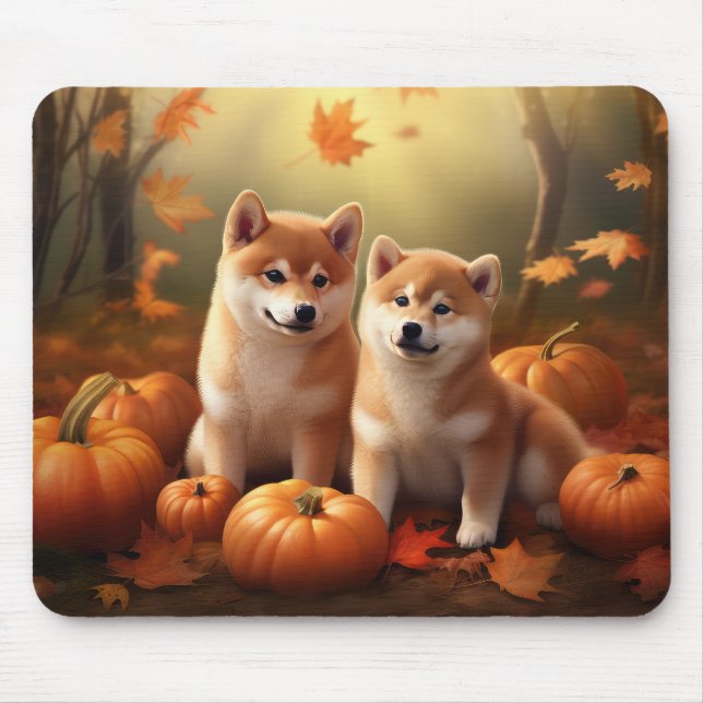 Mousepad Shiba Inu Puppy Autumn Delight Pumpkin (Frente)