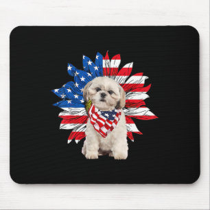 Mousepad Shih Tzu American Flag Sunflower Dog Amante 4º De