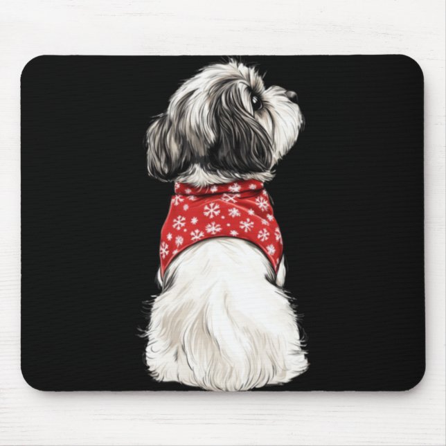Mousepad Shih Tzu Christmas Lights Dog Lover Xmas Pajama Pu (Frente)