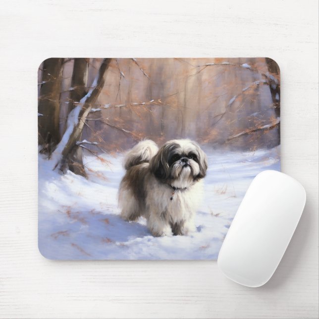 Mousepad Shih Tzu Deixe Nevar Natal (Com mouse)