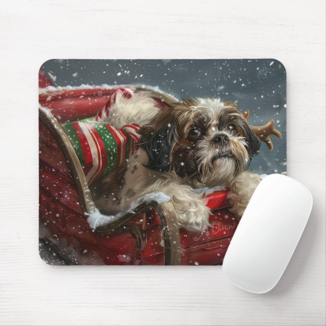 Mousepad Shih Tzu Dog Natal Festivo (Com mouse)