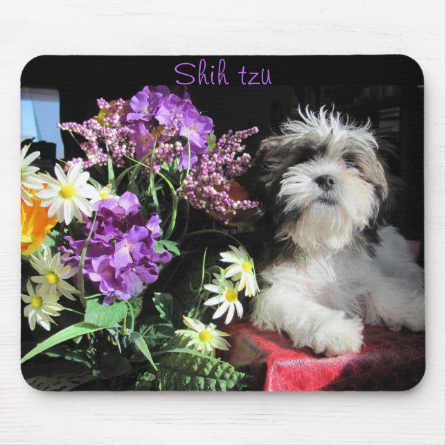Mousepad Shih tzu e flores (Frente)